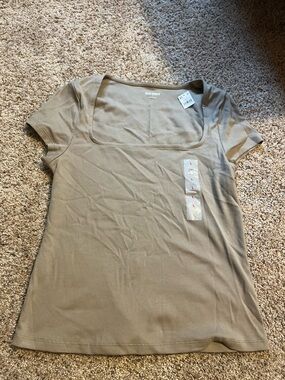 Old Navy Short Sleeve Square Neck Top - Taupe